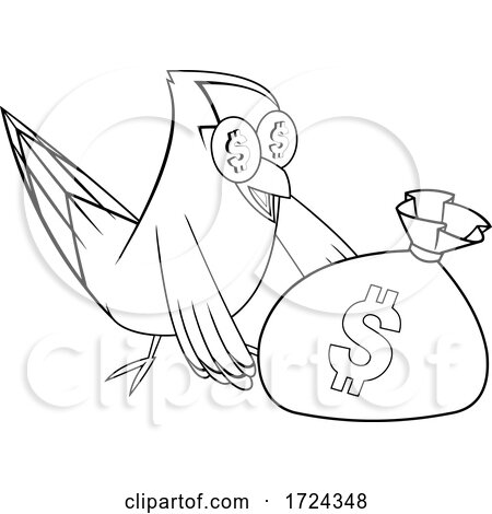 Black And White Rich Goldfish with a Money Bag by Hit Toon