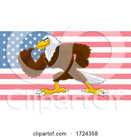 Muscular Bald Eagle over a USA Flag by Hit Toon