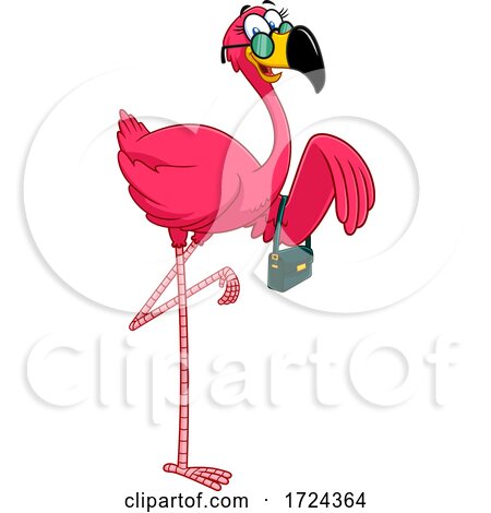 Female Pink Flamingo with a Purse by Hit Toon