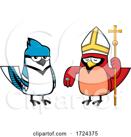 Cardinal Bird and Blue Jay by Hit Toon