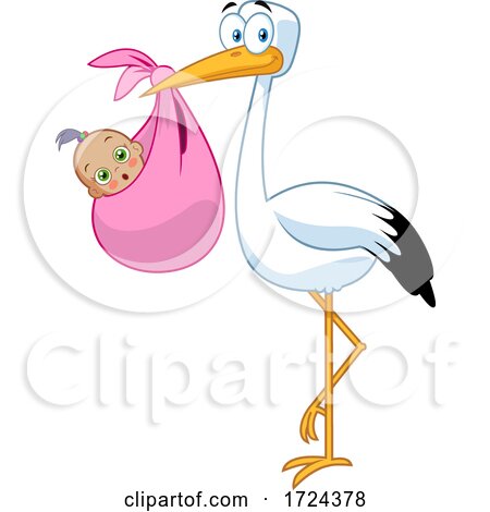 Stork with a Bundled Baby by Hit Toon