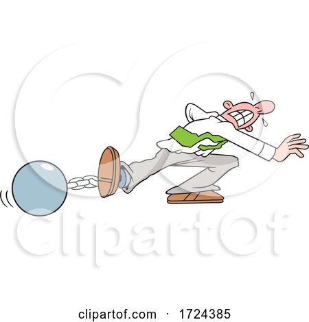 Cartoon Businessman Trying to Escape from a Ball and Chain by Johnny Sajem
