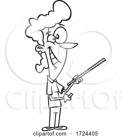 Cartoon Black and White Woman Using a Yard Stick by toonaday