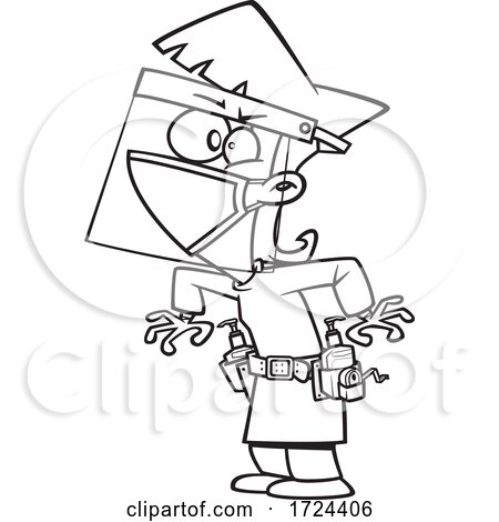 Cartoon Black and White Lady over Prepped Against a Virus by toonaday
