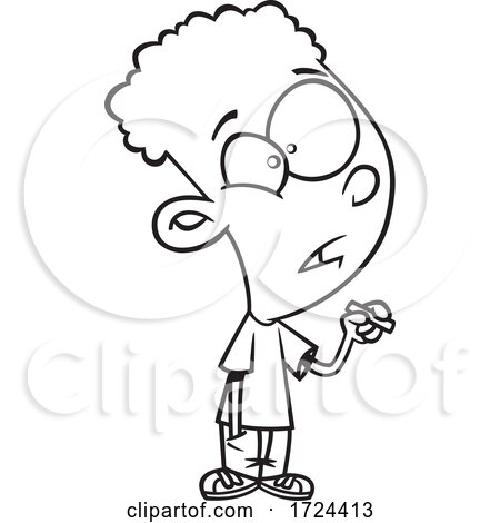 Cartoon Black and White School Boy at the Board by toonaday