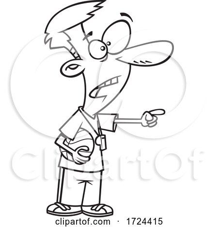 Cartoon Black and White Basketball Coach by toonaday