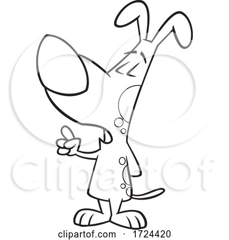 Cartoon Black and White Smart Dog Holding up a Finger and Talking by toonaday