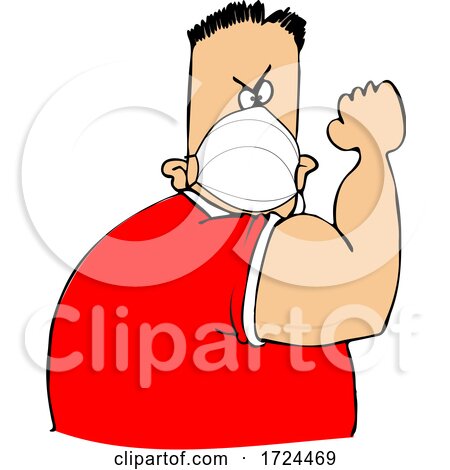 Cartoon Man Wearing a Mask and Flexing His Bicep by djart