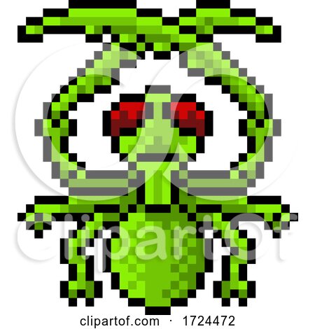 Praying Mantis Bug Insect Pixel Art Game Icon by AtStockIllustration