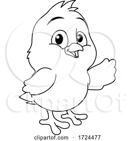Easter Chick Coloring Book Black and White Cartoon by AtStockIllustration