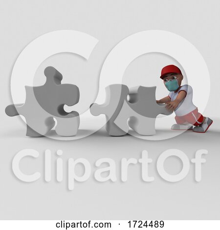 3D Sports Man Wearing a Mask, on a White Background Posters, Art Prints