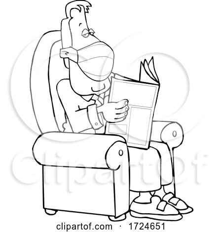 Cartoon Business Man Wearing a Mask and Reading a Newspaper by djart