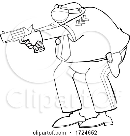Cartoon Police Man Aiming a Gun by djart