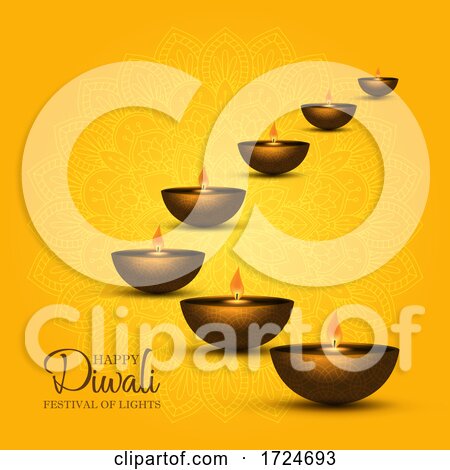 Diwali Background with Oil Lamps by KJ Pargeter