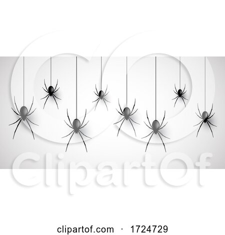Halloween Background with Hanging Spiders by KJ Pargeter