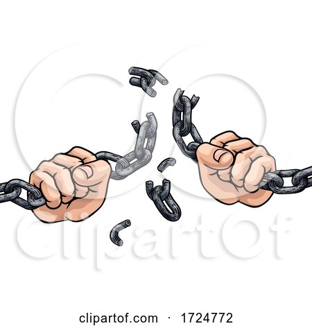 Hands Breaking Chain Links Freedom Design by AtStockIllustration