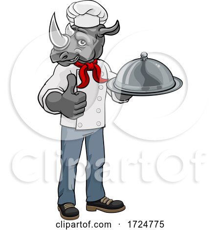Rhino Chef Mascot Cartoon Character by AtStockIllustration