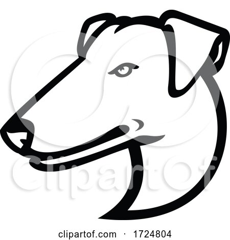 Head of Smooth Fox Terrier Mascot Side View Mascot Retro Black and White by patrimonio