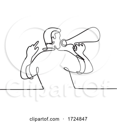 Male Activist or Protester with Bullhorn Megaphone Loudhailer or Loudspeaker Continuous Line Drawing by patrimonio