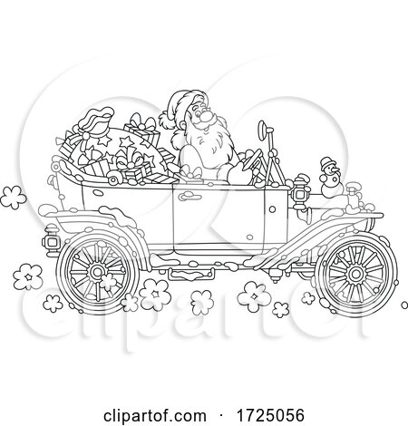 Santa Driving an Antique Car by Alex Bannykh