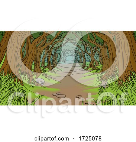 Woodland Forest Background Trees Landscape Scene by AtStockIllustration