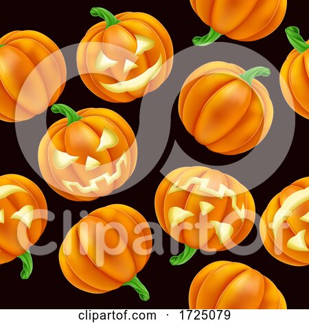 Halloween Pumpkin Pattern Seamless Background by AtStockIllustration