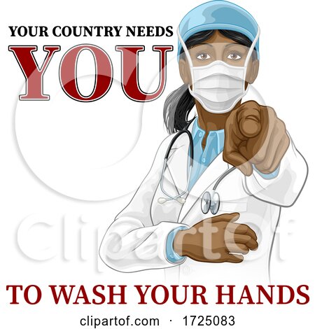 Doctor Woman Pointing Needs You Wash Your Hands by AtStockIllustration