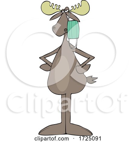 Cartoon Moose with a Mask Hanging from His Ear by djart