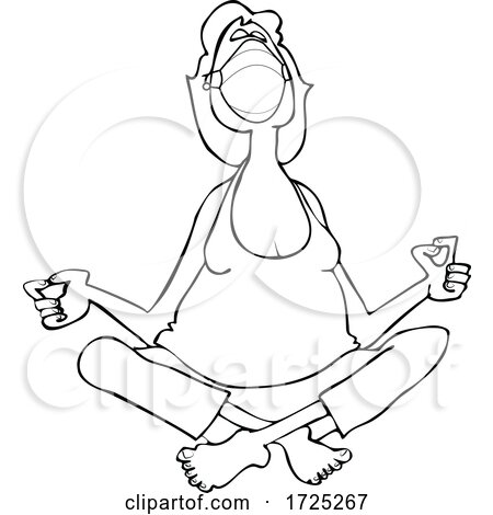 Cartoon Woman Meditating and Wearing a Mask by djart