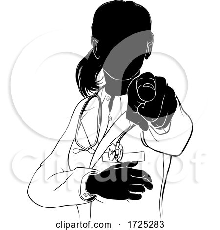 Woman Doctor Pointing Needs You Silhouette by AtStockIllustration