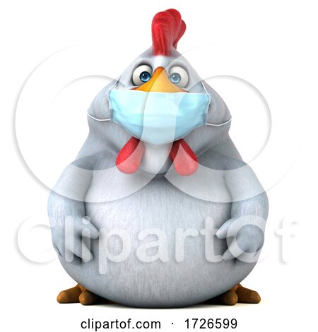 3d White Masked Chicken, on a White Background by Julos