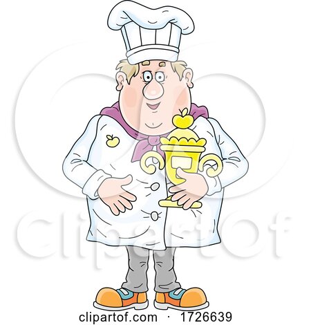 Chubby Male Chef Holding a Trophy by Alex Bannykh