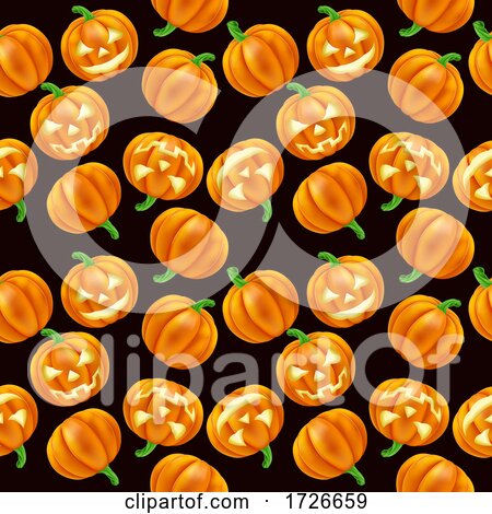 Pumpkin Pattern Halloween Seamless Background by AtStockIllustration