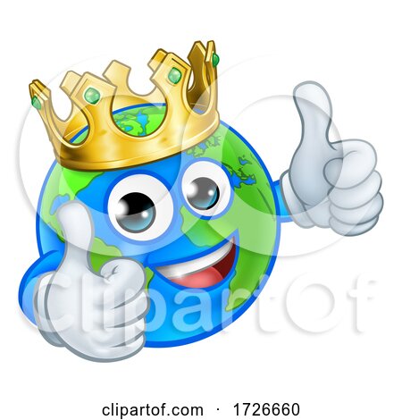 Crown Earth Globe World Mascot Cartoon Character by AtStockIllustration ...