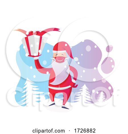 Covid Christmas Santa Claus Holding a Present by Domenico Condello