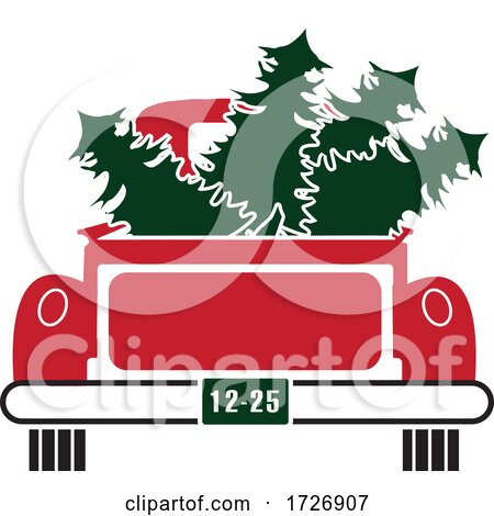Rear View of a Vintage Christmas Truck with Trees by Johnny Sajem