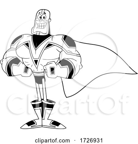 Strong Super Hero Black and White by Hit Toon
