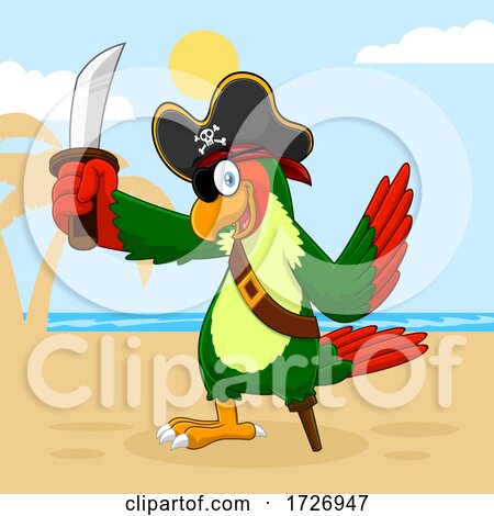 Pirate Parrot on a Beach by Hit Toon