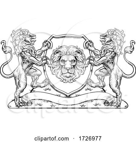 Coat of Arms Lions Crest Shield Family Seal by AtStockIllustration