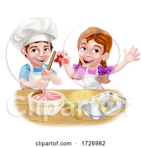 Kid Chef Cartoon Characters Baking by AtStockIllustration