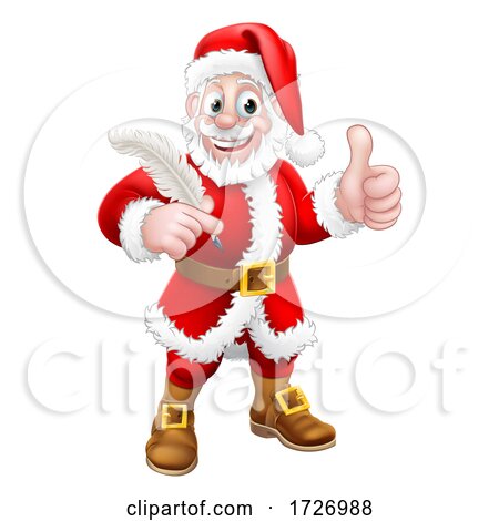 Santa Claus Quill Pen Thumbs up Cartoon by AtStockIllustration