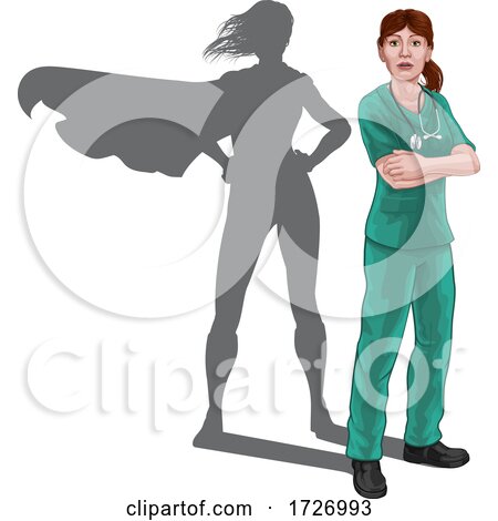 Doctor With Hero Shadow by AtStockIllustration