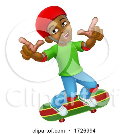 Boy Kid Child on Skateboard Skateboarding Cartoon by AtStockIllustration