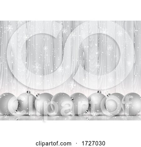 Christmas Baubles on a Snowflake and Wooden Background by KJ Pargeter