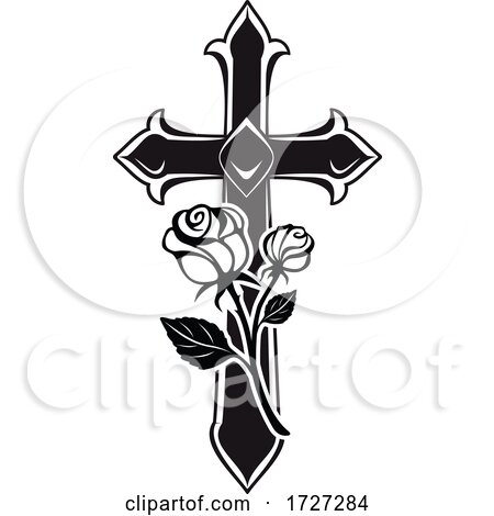 Funerary Cross and Roses by Vector Tradition SM