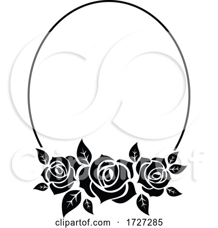 Black and White Oval Rose Frame by Vector Tradition SM