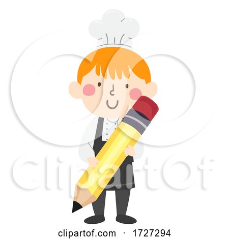 Kid Boy Chef Big Pencil Illustration by BNP Design Studio