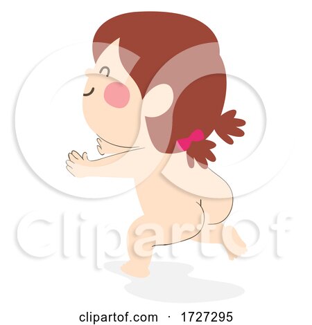 Kid Toddler Girl Naked Run Smiling Illustration by BNP Design Studio