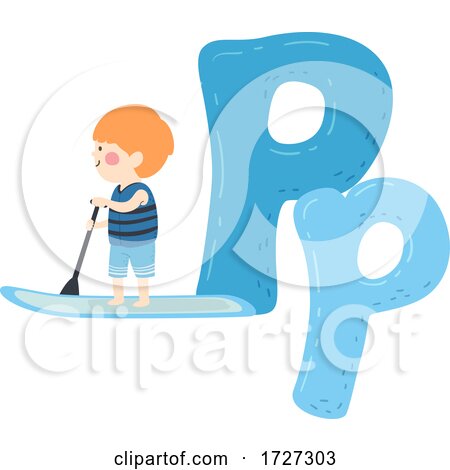 Kid Boy Paddleboarding Sport Alphabet Illustration by BNP Design Studio