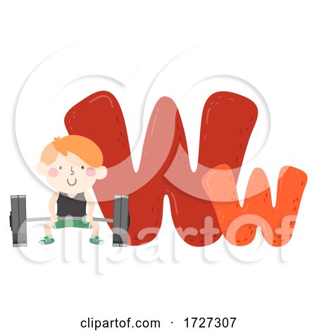 Kid Boy Weightlifting Sport Alphabet Illustration by BNP Design Studio